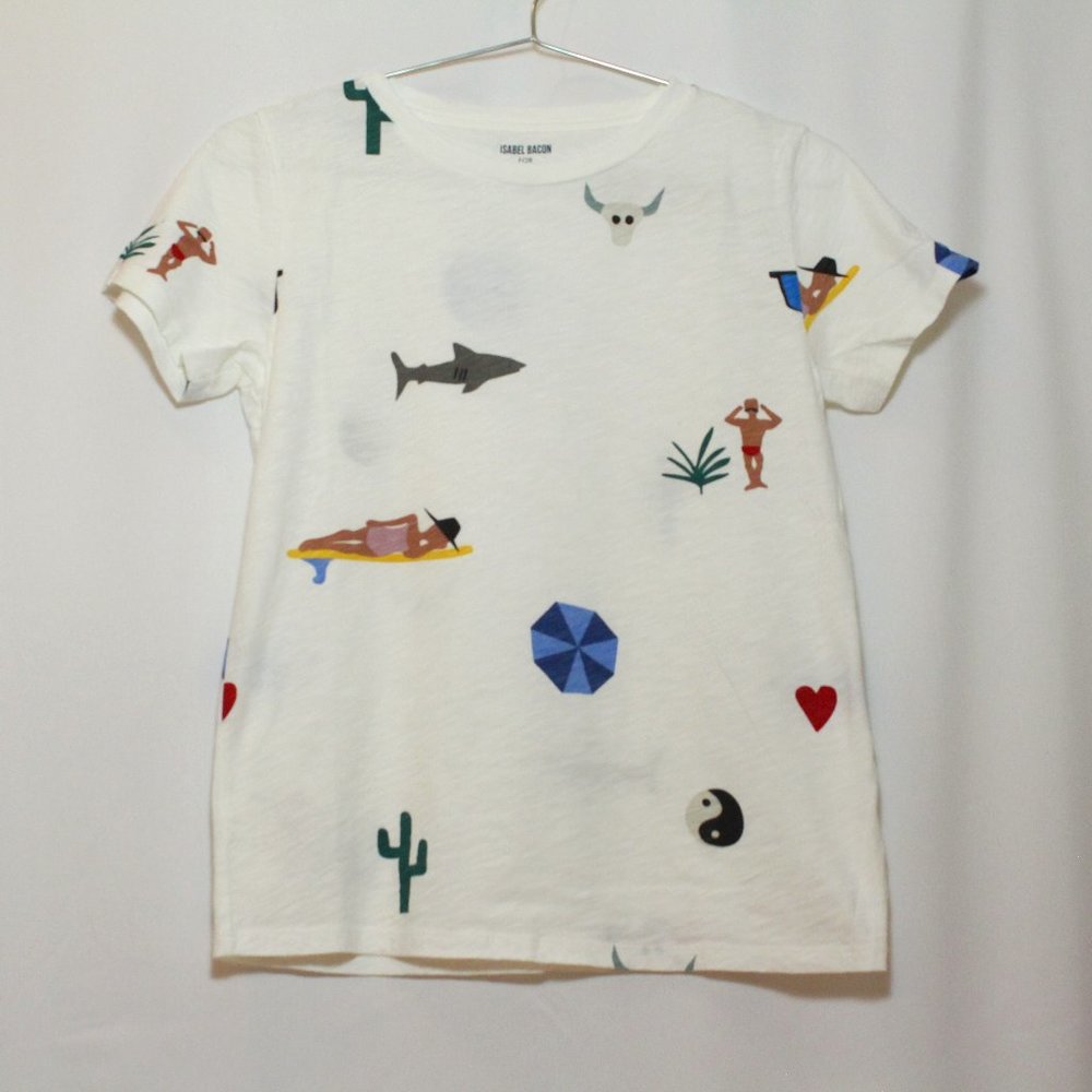 J Crew Isabel Bacon White Beach Print Tee